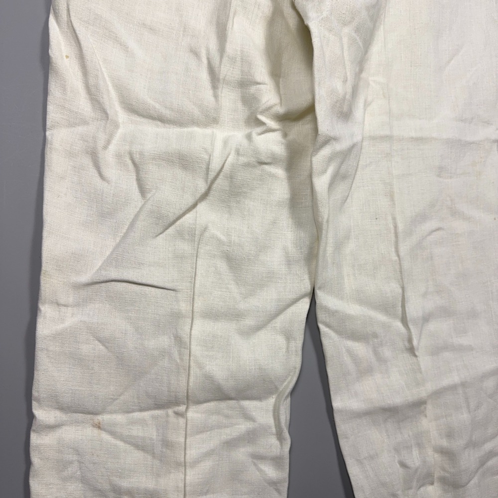 Polo Ralph Lauren Pleated Pants Trousers Mens Size 42 100% Linen White Old Money - Picture 7 of 11